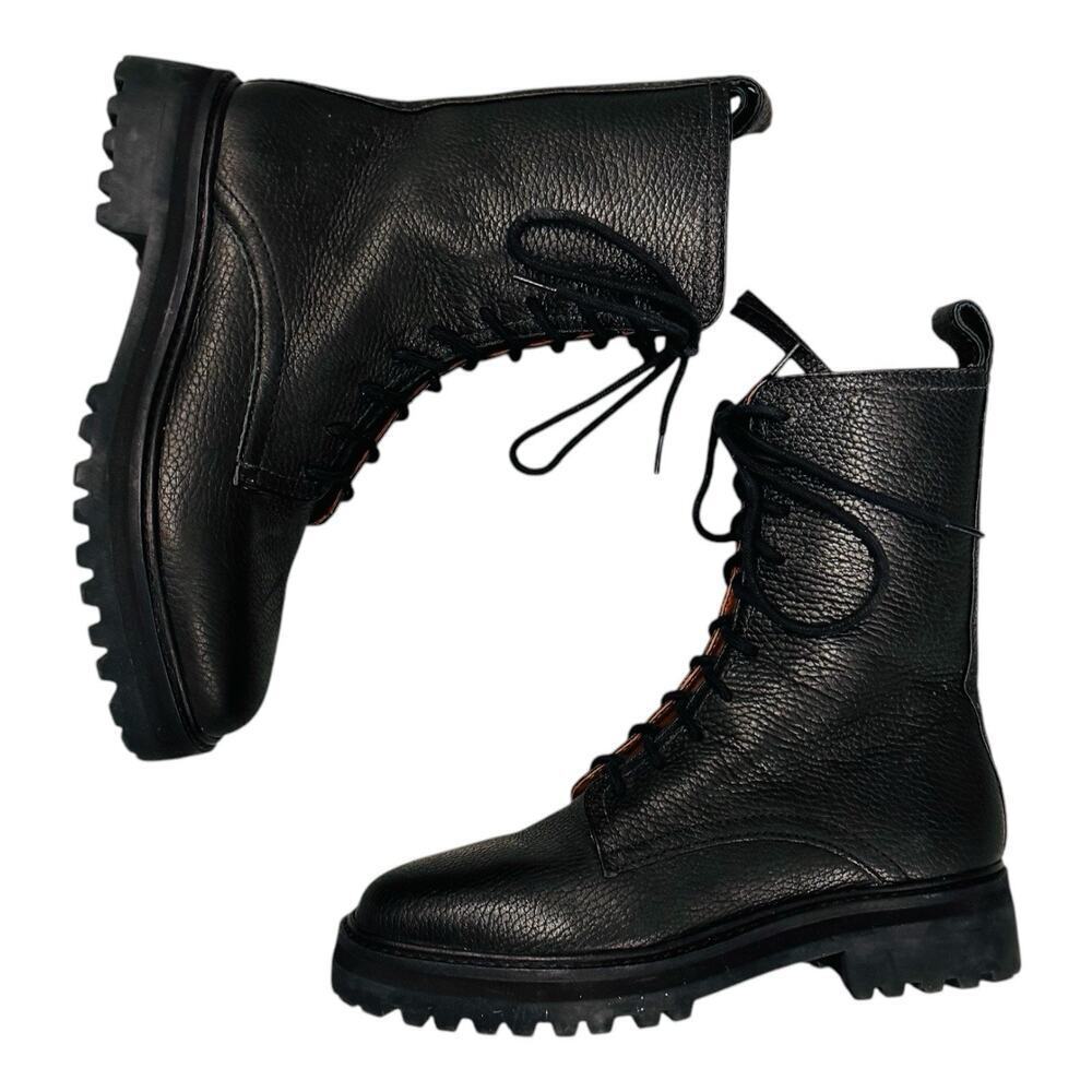 Reformation Katya Combat Boots black leather size 5